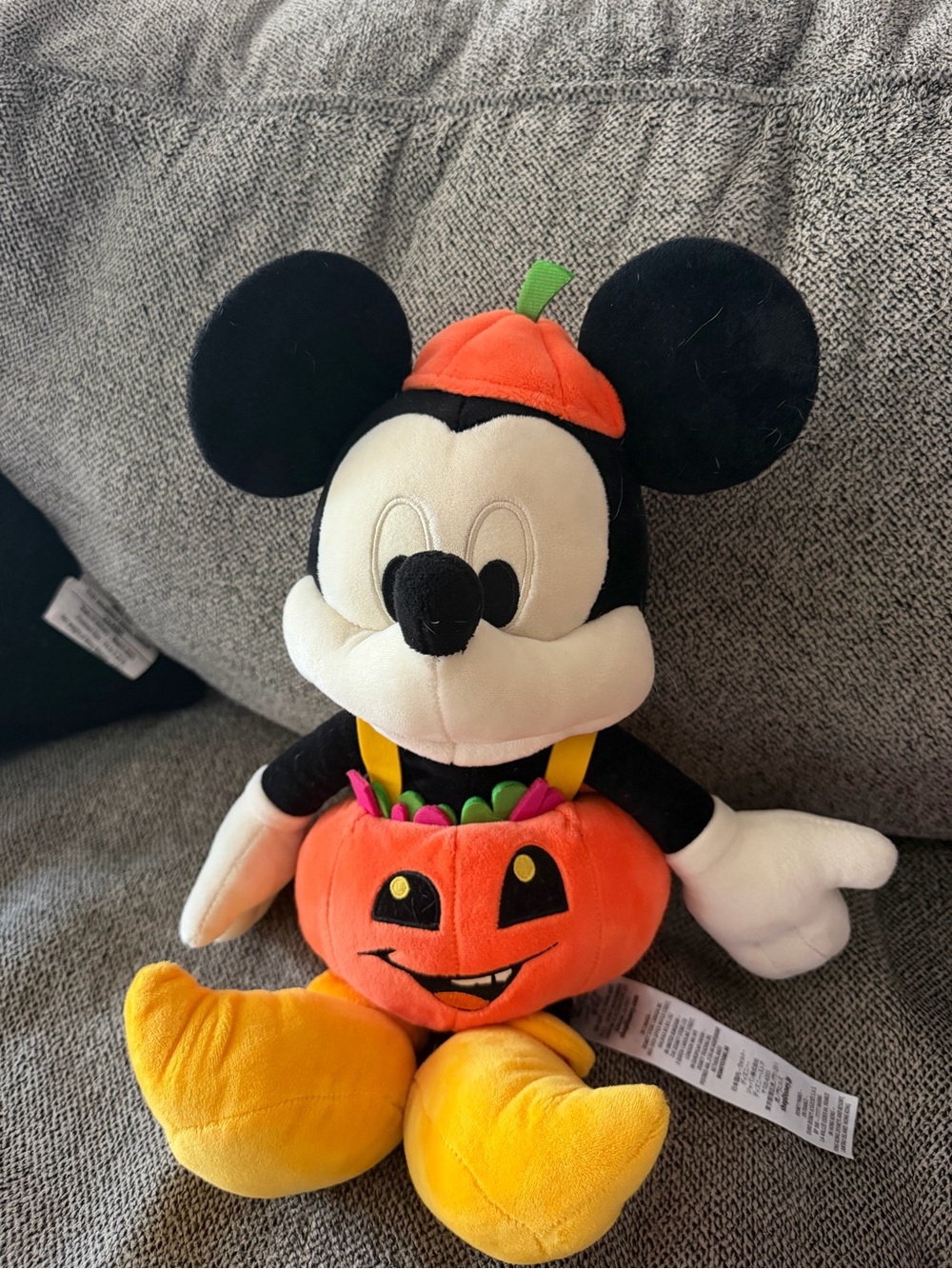 Disney Mickey Mouse Halloween Pumpkin Plush - Orange, Black, Yellow